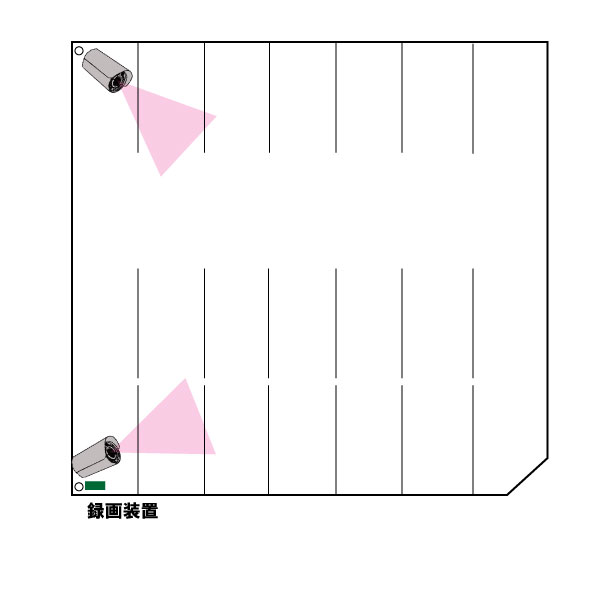 敷地全体を見渡せる位置にカメラを2台設置。